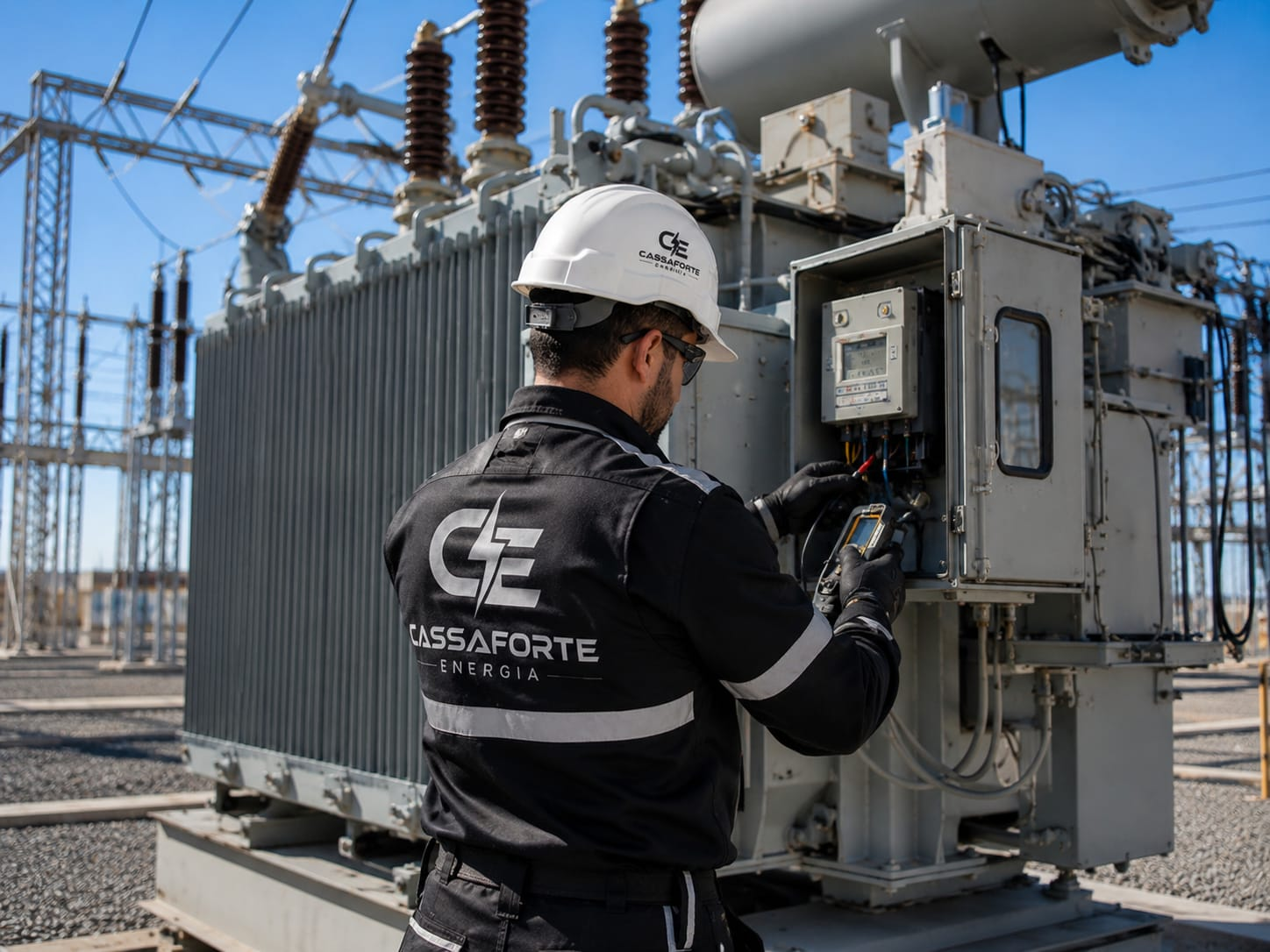 Cassaforte Energia technician working at a transformer station